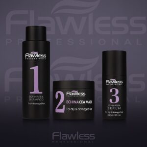 סט טיפוח לשיער Flawless – שמפו 500 מ״ל, מסכה 500 מ״ל וסרום 120 מ״ל